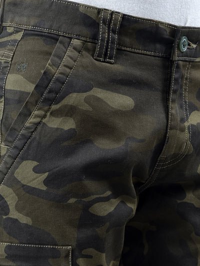 Olive Camouflage Print Cargo Trousers