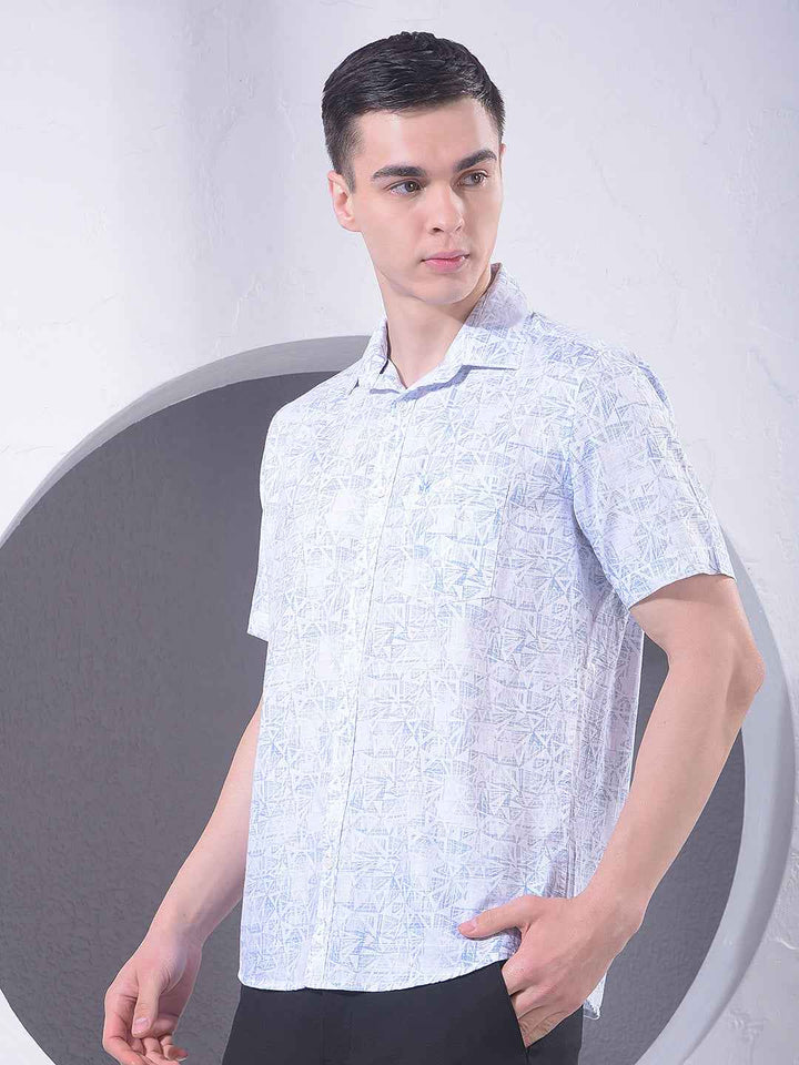 Sleek Blue Chic Printed Shirt