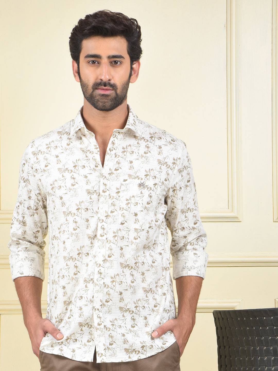 True Form Beige Floral Print Shirt