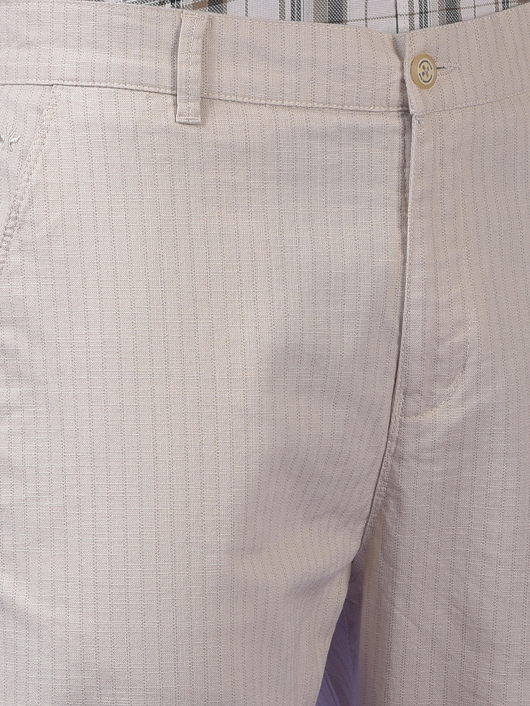 Beige Printed Trousers