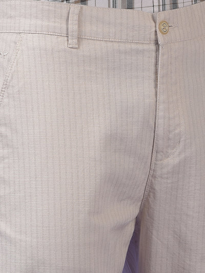 Beige Printed Trousers