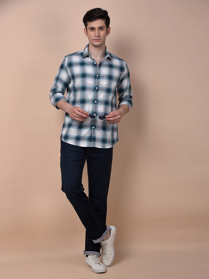 Blue Checked 100% Cotton Shirt