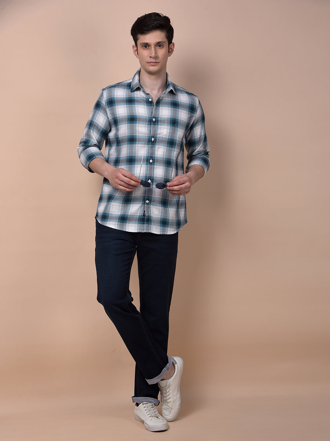 Blue Checked 100% Cotton Shirt