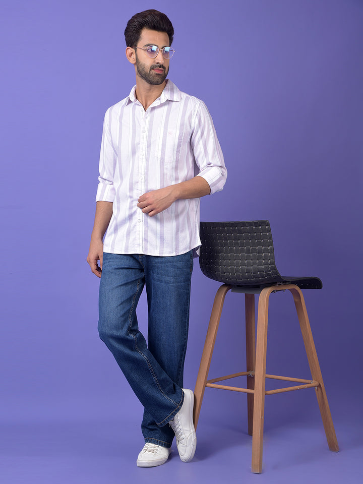 Pink Vertical Stripes 100% Cotton Shirt