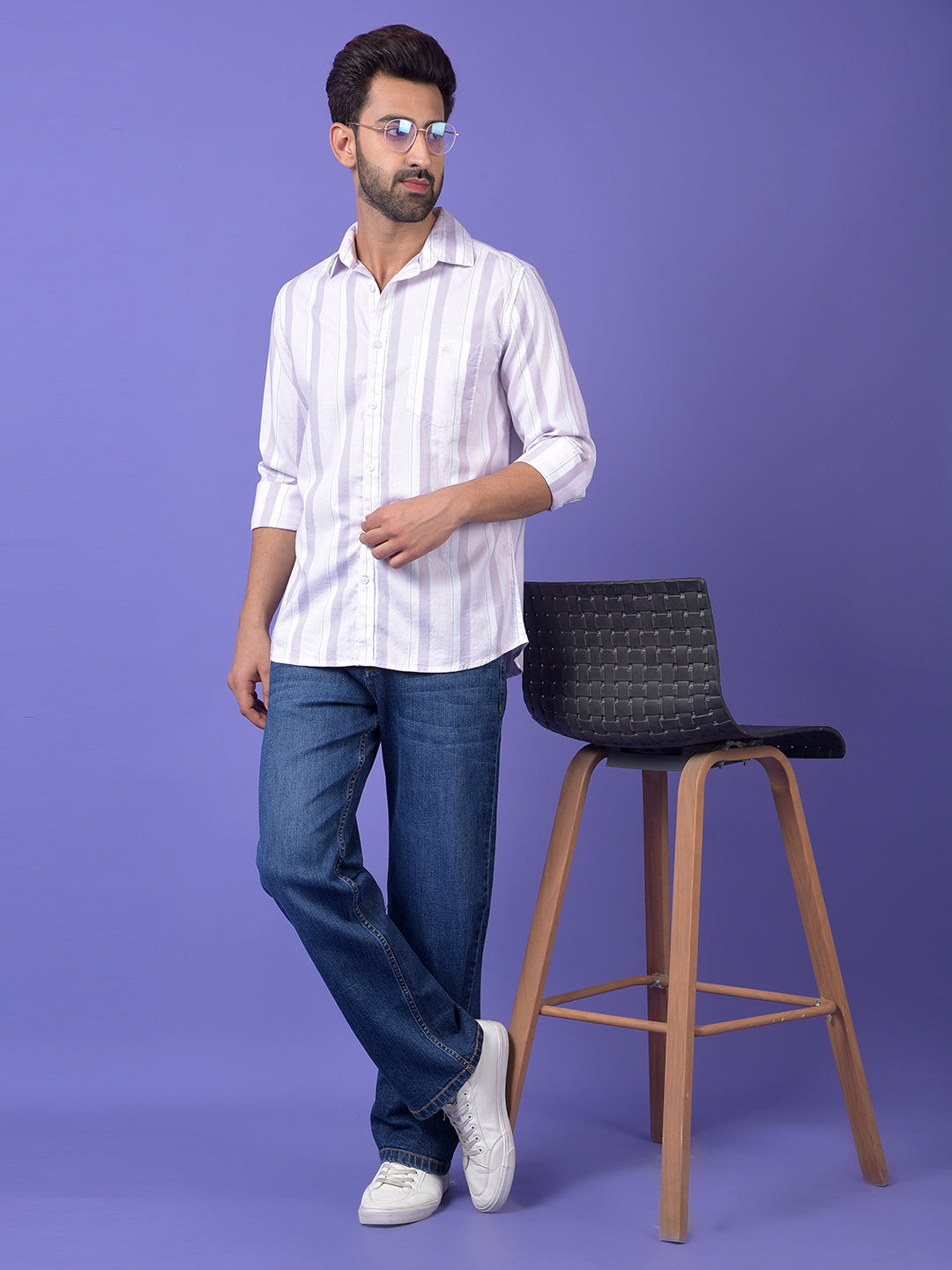 Pink Vertical Stripes 100% Cotton Shirt