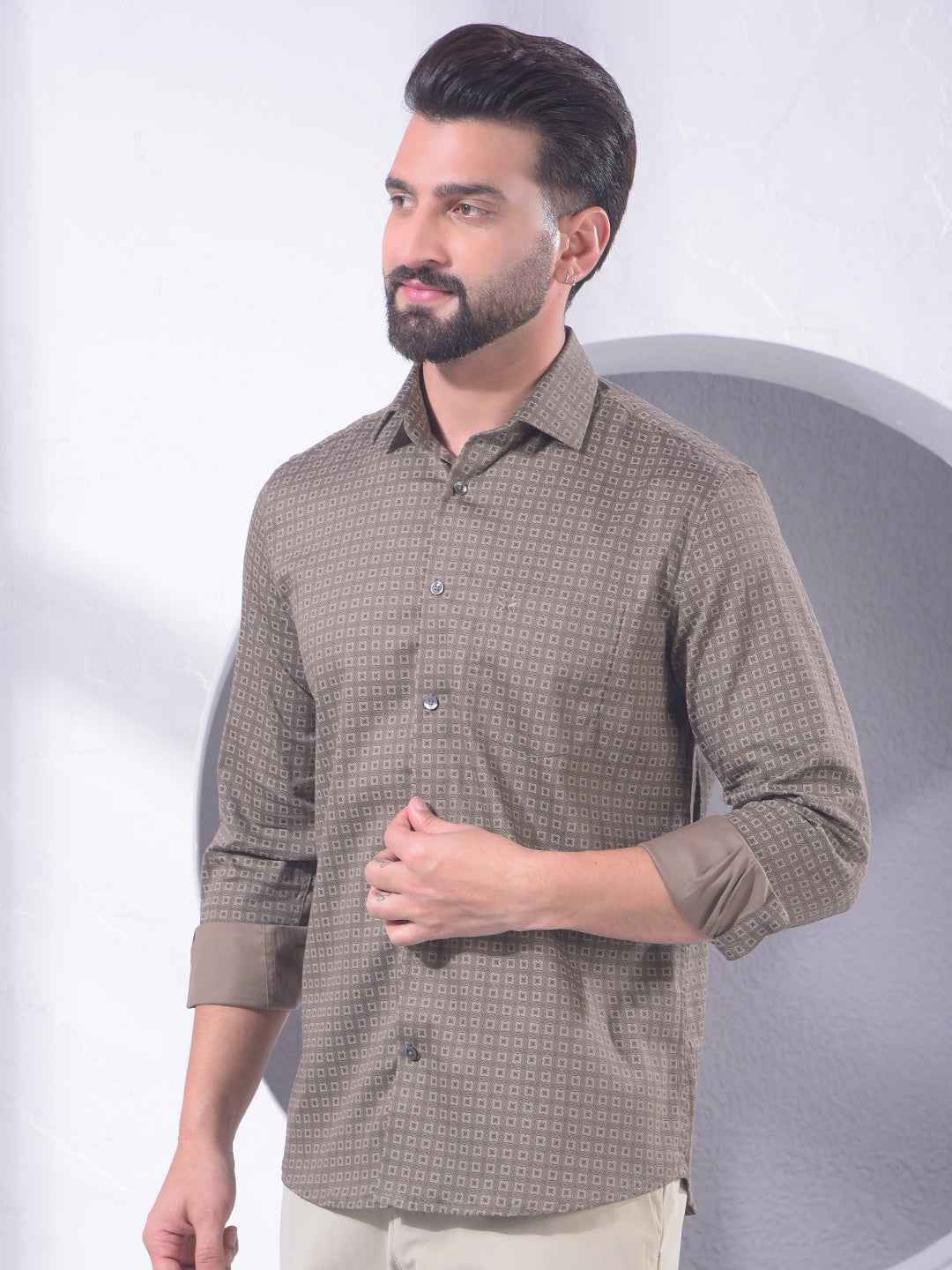 Brown Floral Print Shirt