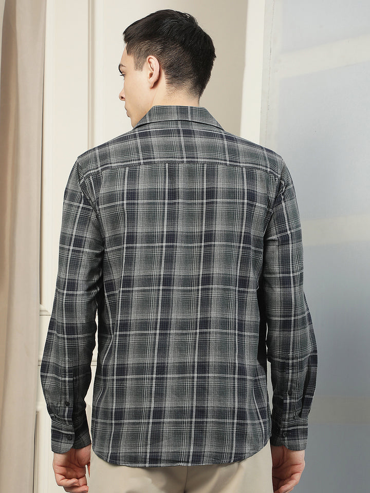 Fern Green 100% Cotton Checked Shirt