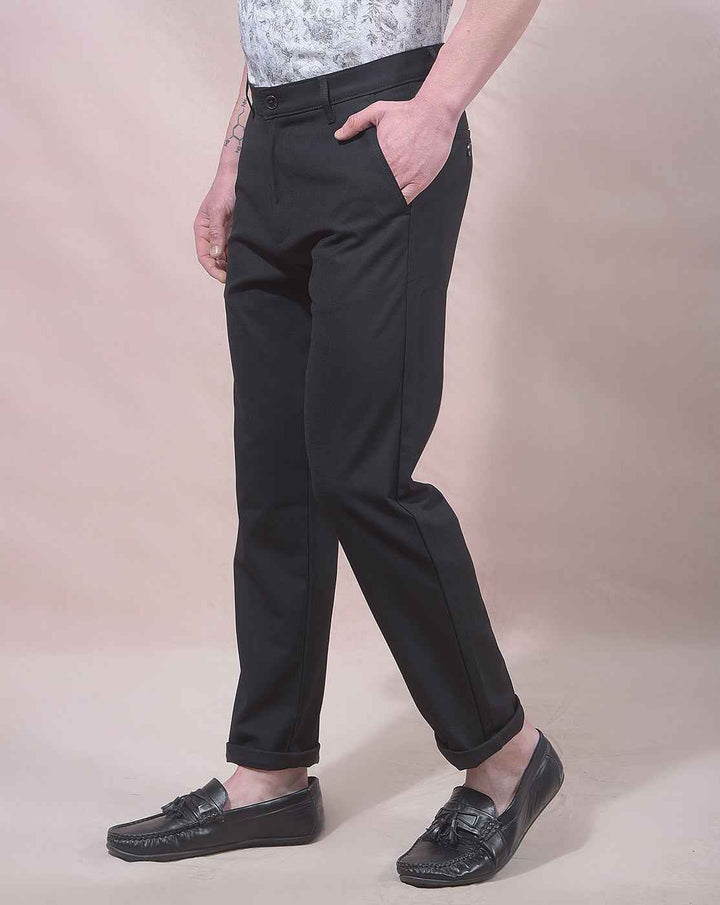 Black Chino Style Casual Trousers