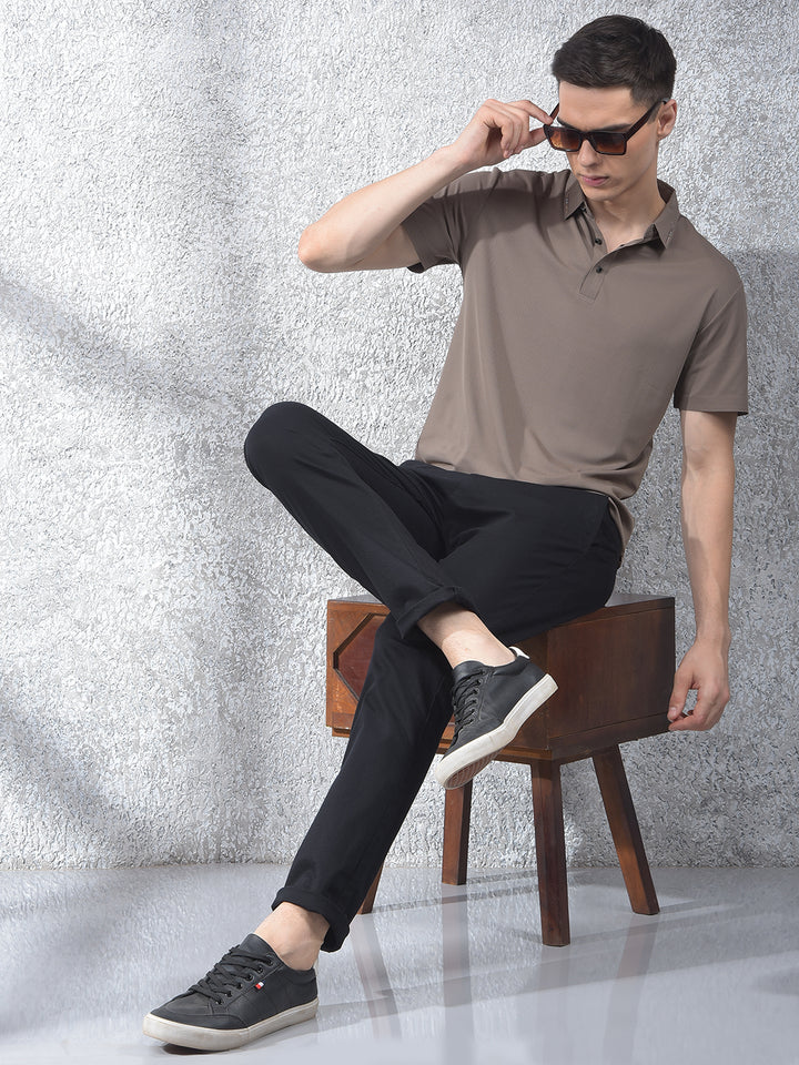 Style Detailing Grey Polo Neck T-Shirt