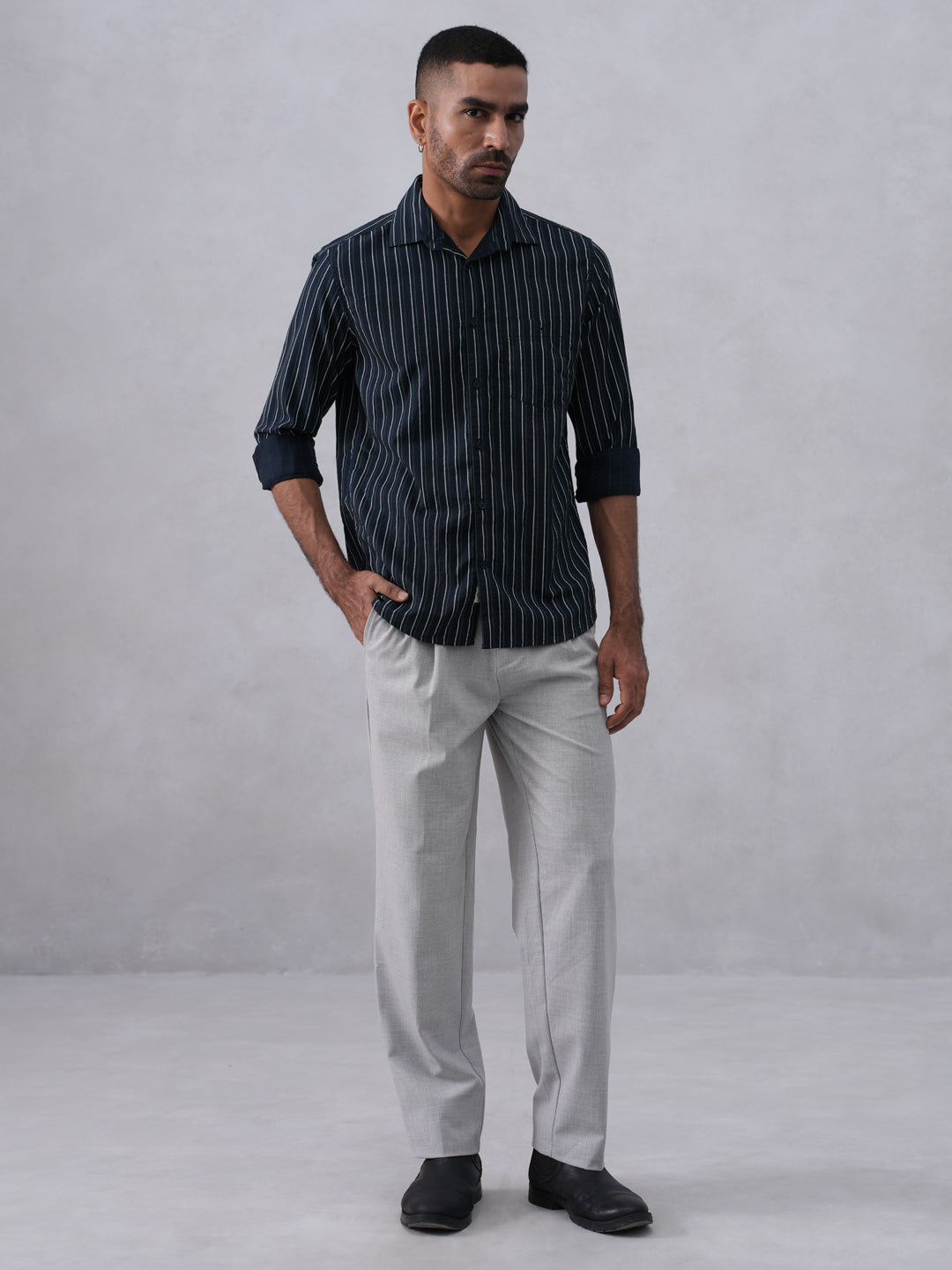 Blue Vertical Stripes 100% Cotton Shirt