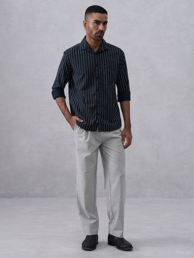Blue Vertical Stripes 100% Cotton Shirt