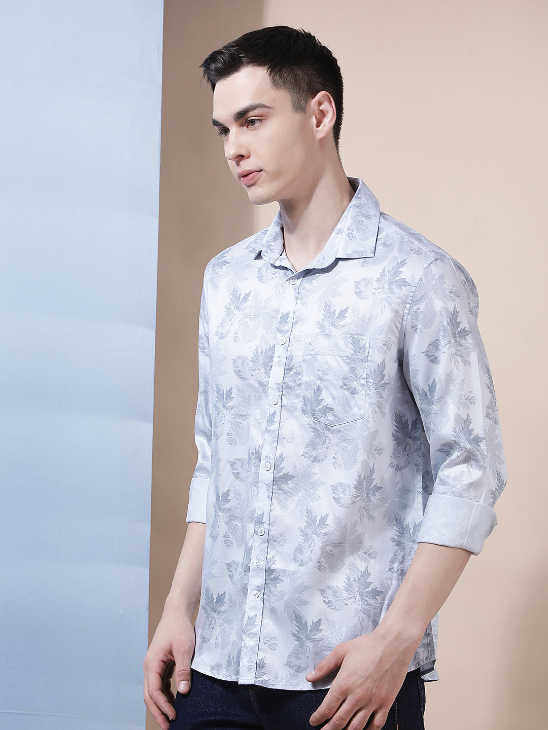 Blue Floral Print Shirt