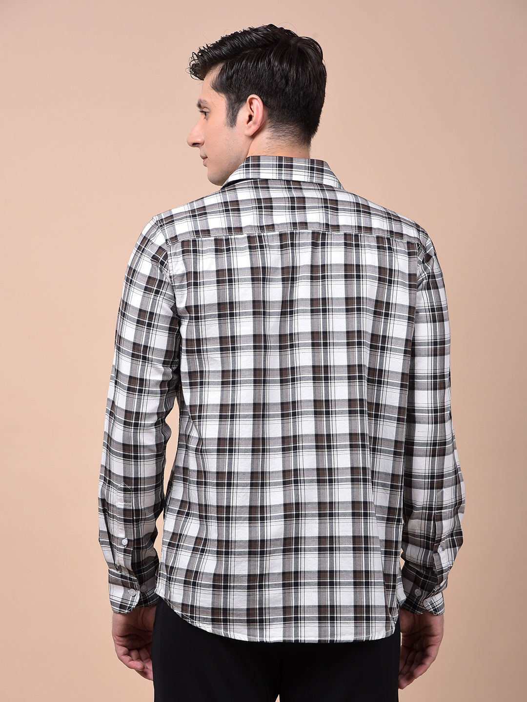 Brown Checked 100% Cotton Shirt