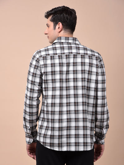 Brown Checked 100% Cotton Shirt