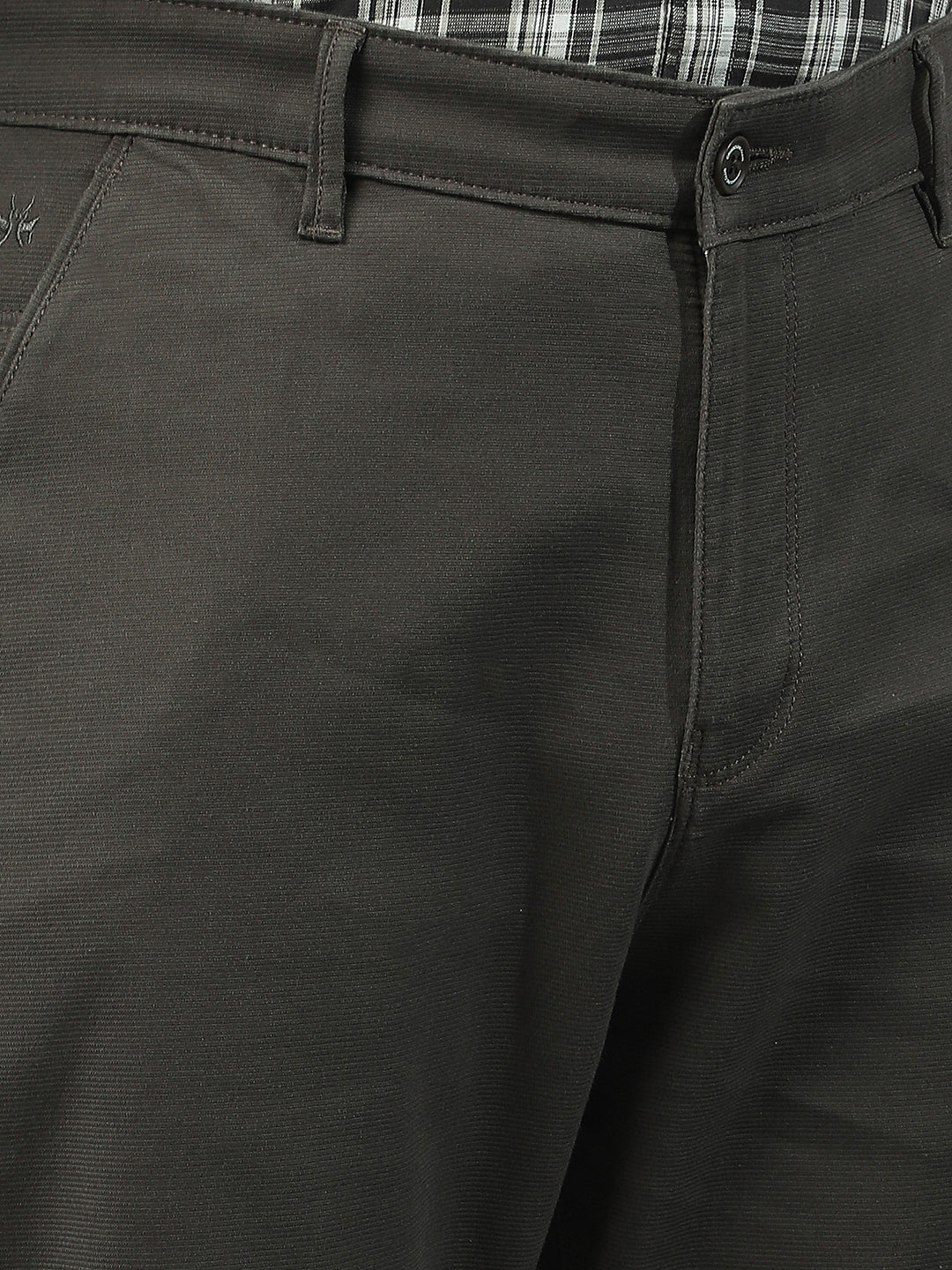 Olive Cotton Stretchable Dobby Trousers