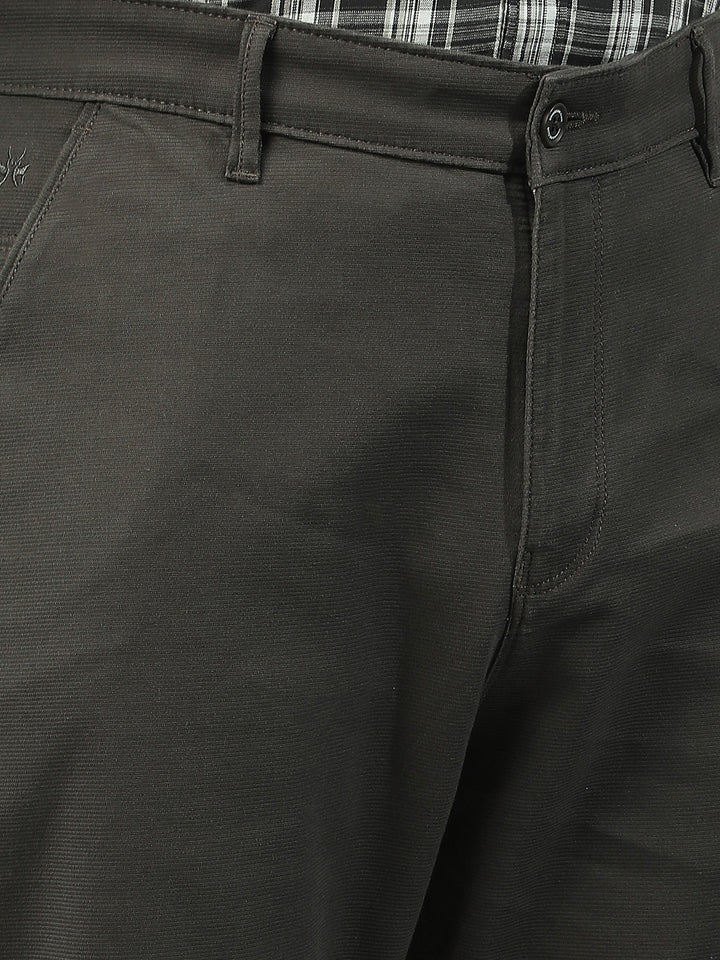 Olive Cotton Stretchable Dobby Trousers