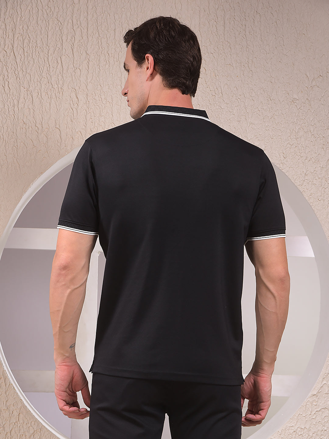 Noir Black Polo Neck T-Shirt