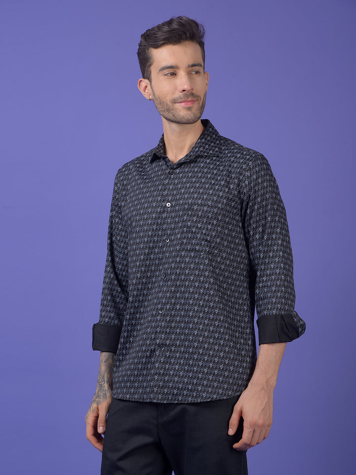 Navy Blue Printed Shirt