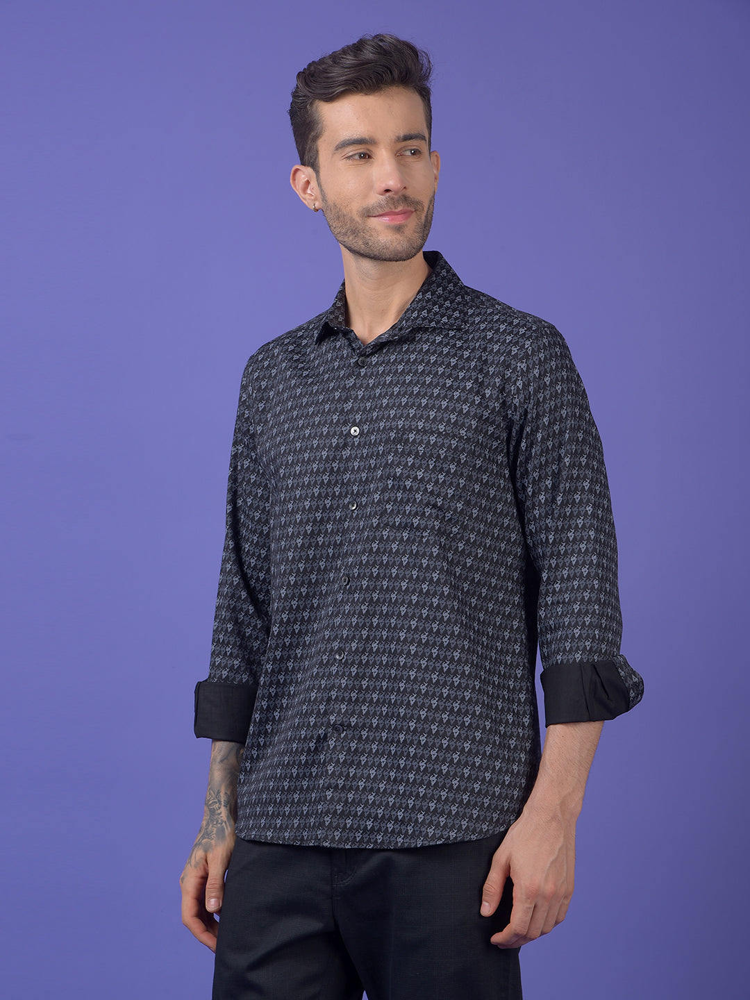 Navy Blue Printed Shirt