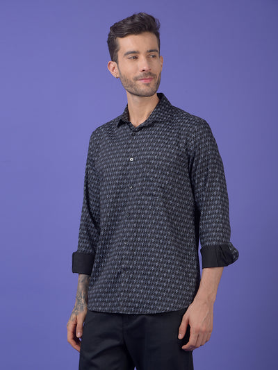 Navy Blue Printed Shirt