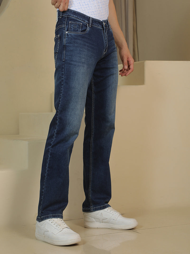 Blue Straight Stretchable Jeans