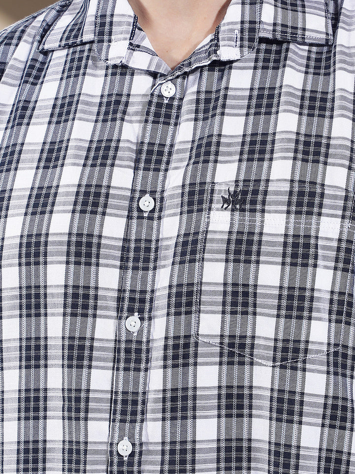 Navy Blue Checked Shirt