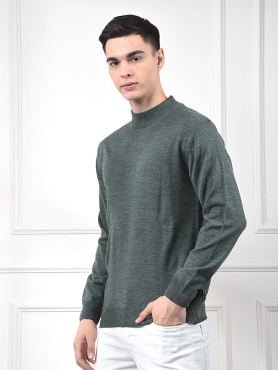 Green Soft Acrylic Regular Textured Sweater
