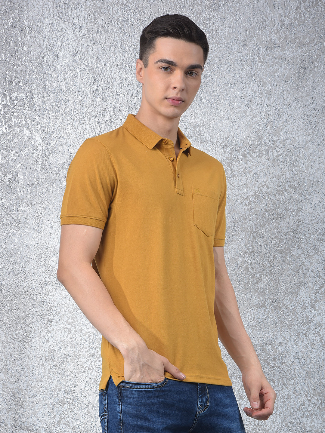 Mustard Polo Neck T-Shirt