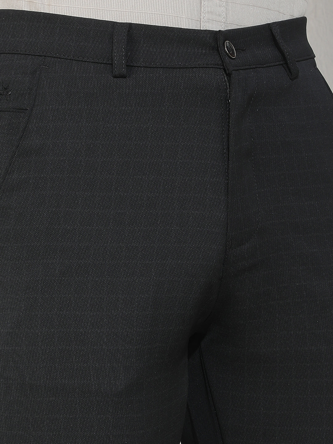 Contemporary Pitch Black Checked Trousers