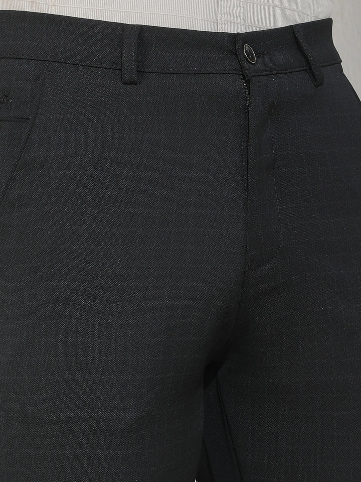 Contemporary Pitch Black Checked Trousers