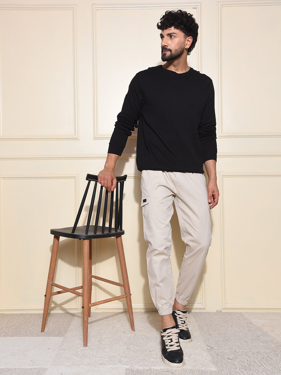 Edgy Black 100% Cotton Sweatshirt