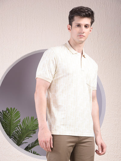 Green Printed Polo-Neck T-Shirt