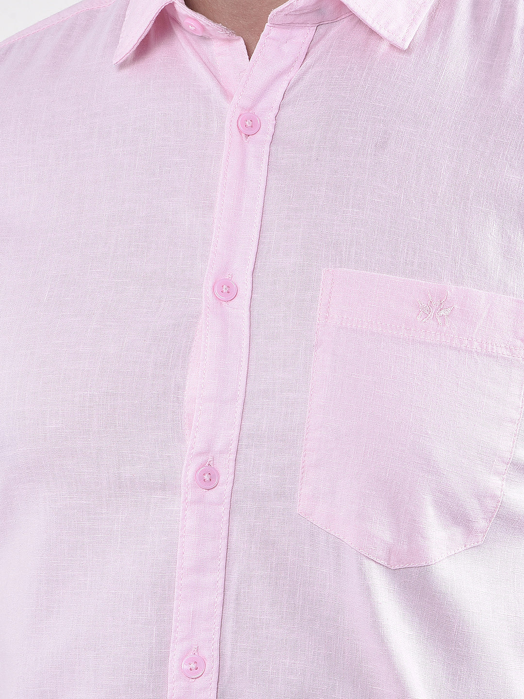 Pink Linen Blend Casual Shirt