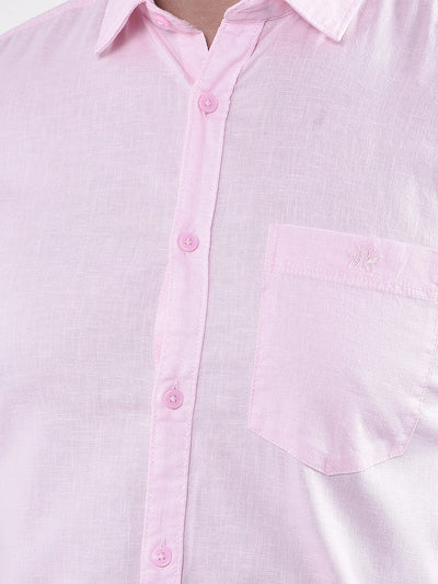 Pink Linen Blend Casual Shirt
