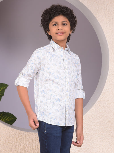 White Floral Print Shirt