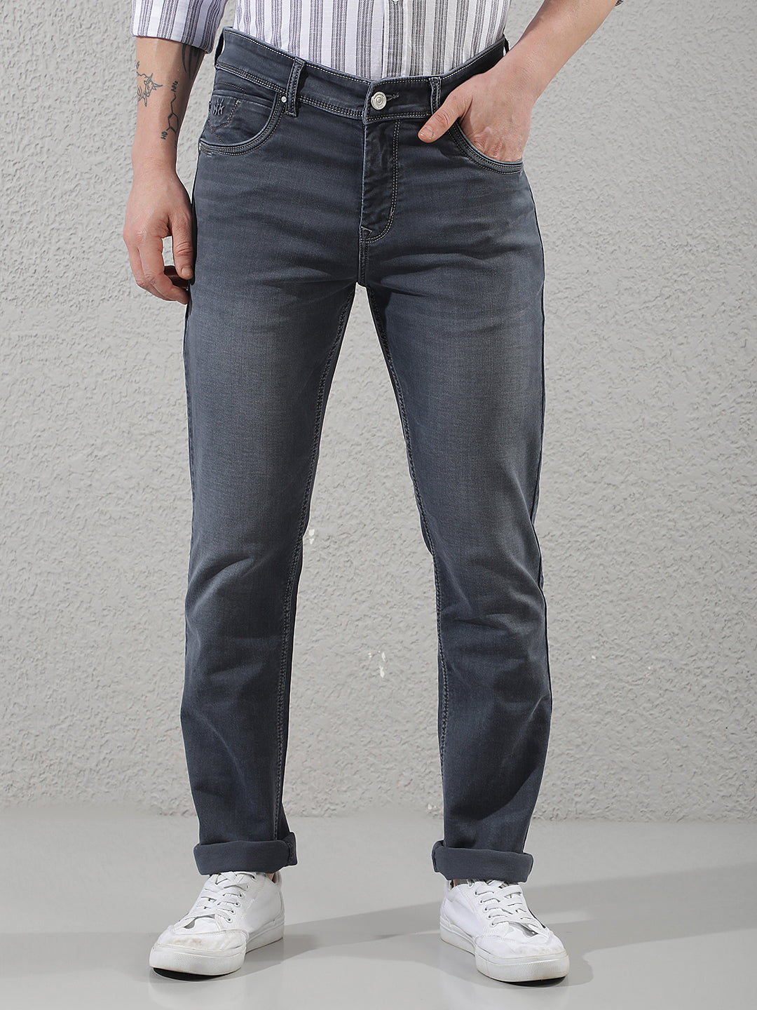 Tailored Ash Grey Straight Jeans