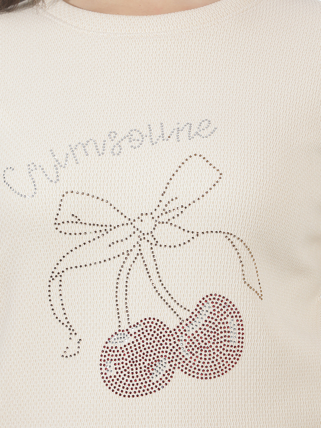 Urban Sunlit Peach Embellished Sweatshirt