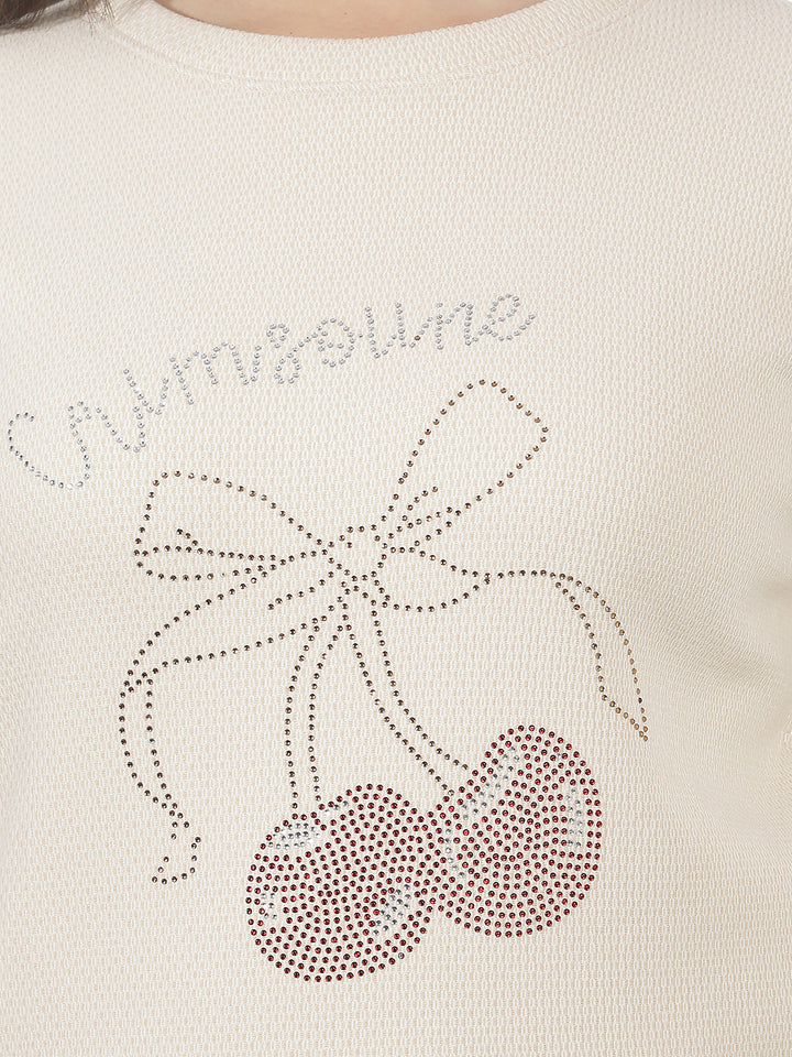 Urban Sunlit Peach Embellished Sweatshirt