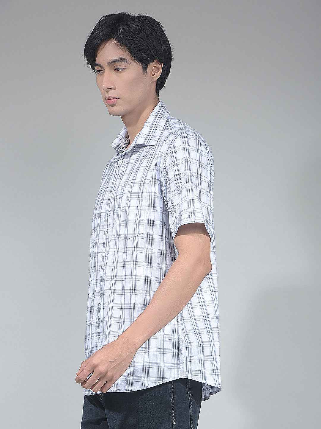 White Checked 100% Cotton Shirt