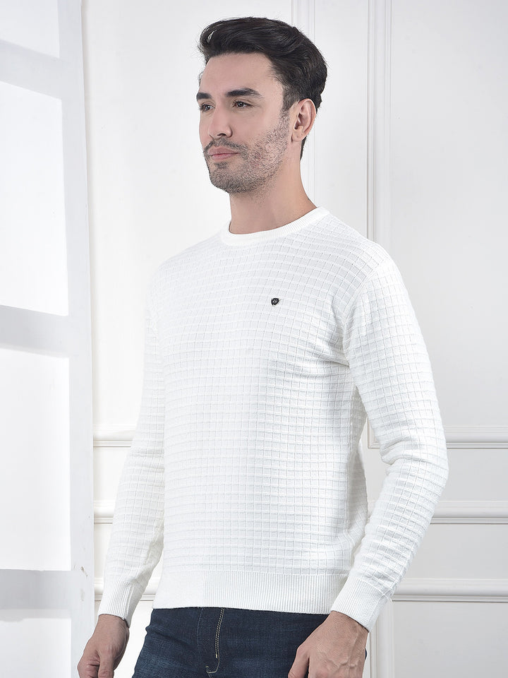Off White Jacquard Knitted Sweater