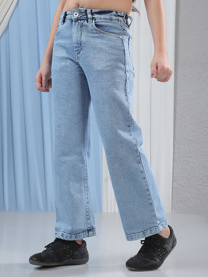 Blue Wide Leg Stretchable Jeans
