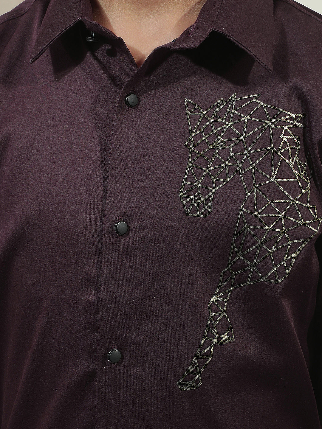 Wine Embroidered Shirt