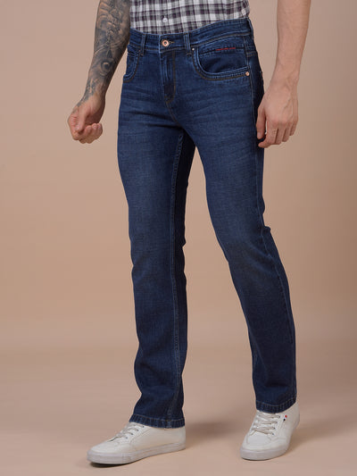 Navy Blue Straight Jeans