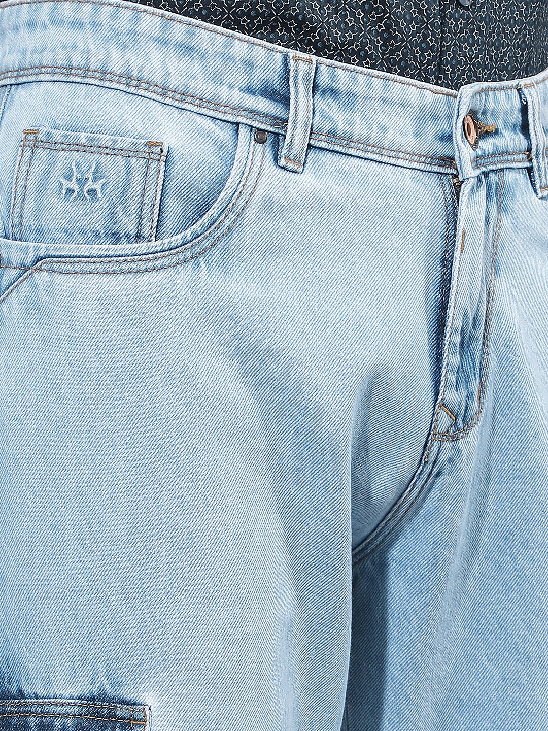 Sky Blue 100% Cotton Cargo Jeans