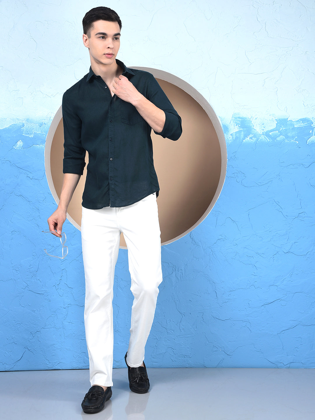 Midnight Teal Linen Shirt