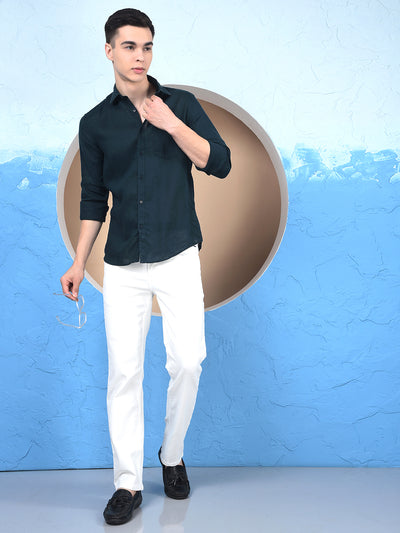 Midnight Teal Linen Shirt