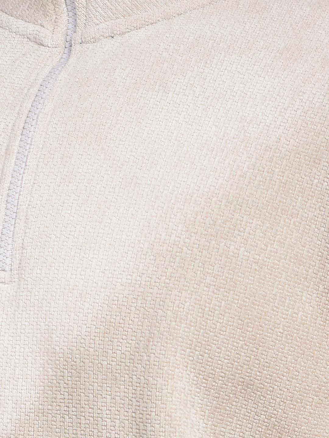 Beige Jacquard Half-Zip High-Neck Sweatshirt