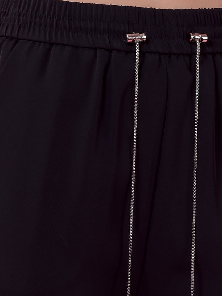 Black Wide-Leg Parallel Trousers