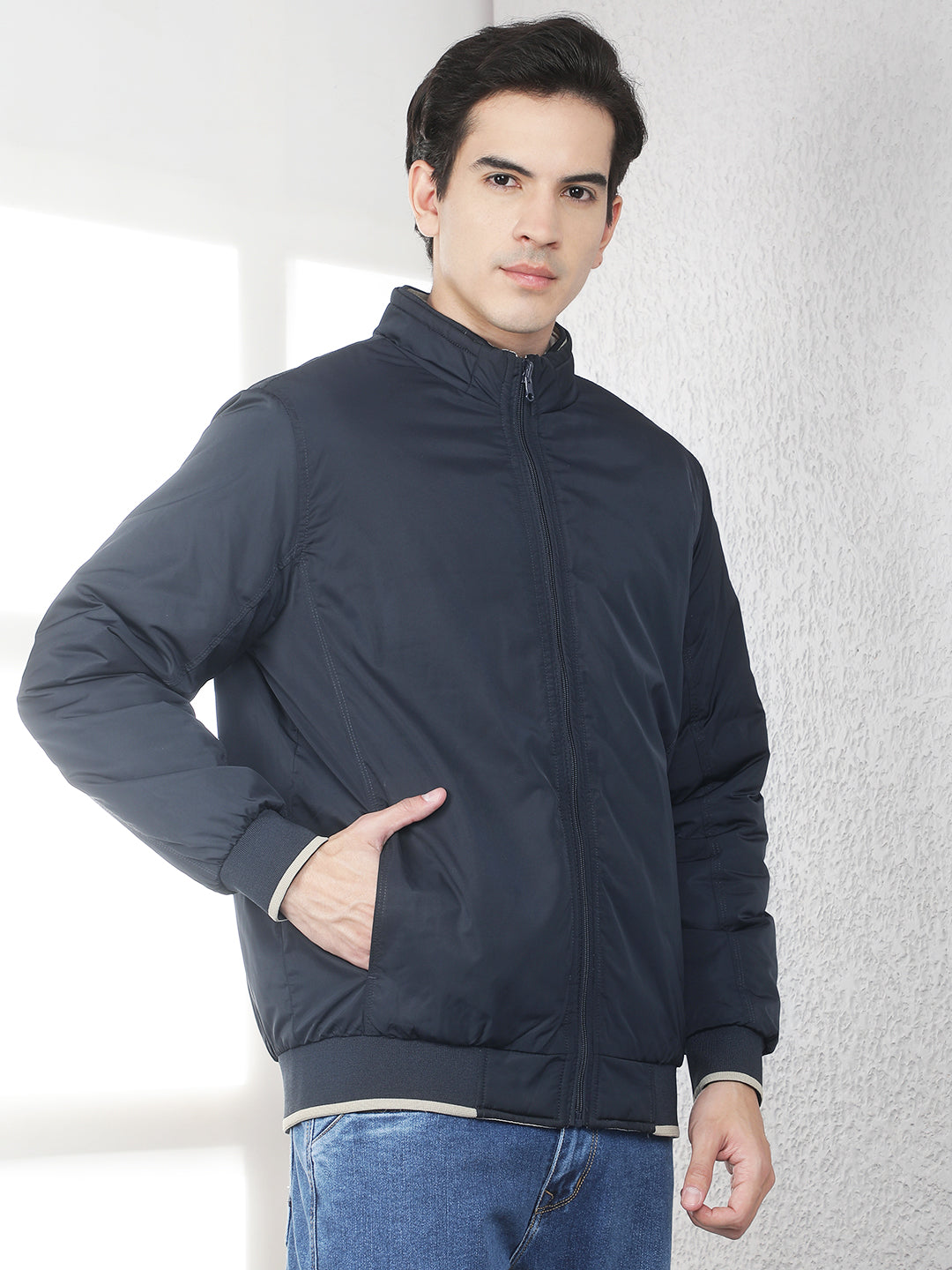 Navy Blue Padded Reversible Jacket