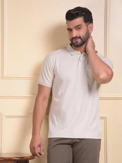 Beige Polo Neck T-Shirt